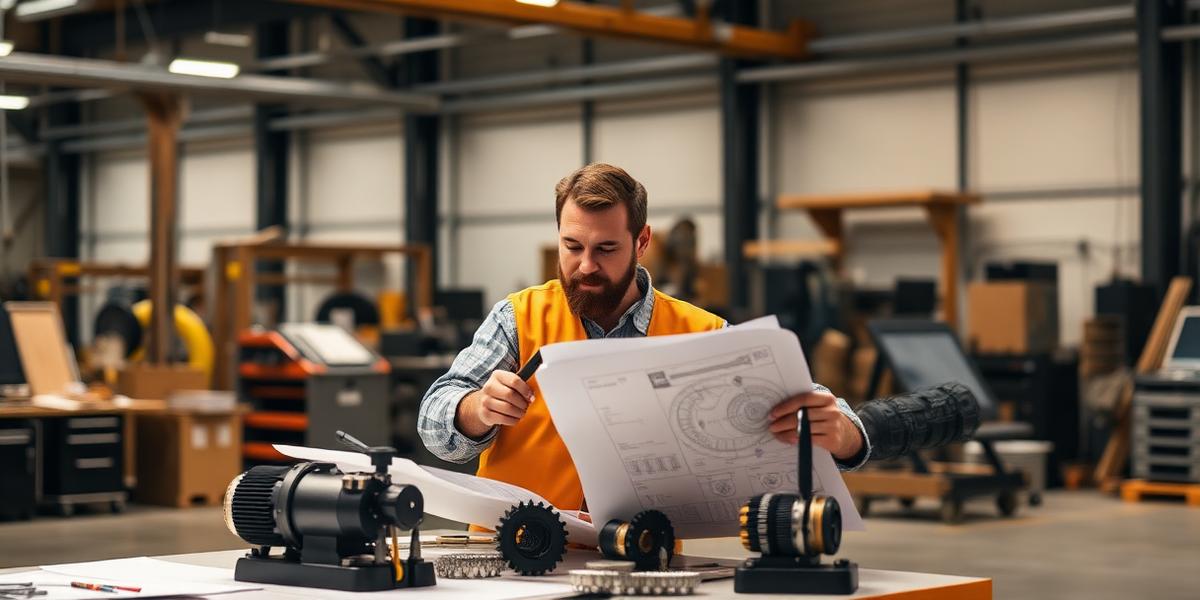 Engineer reviewing technical drawings