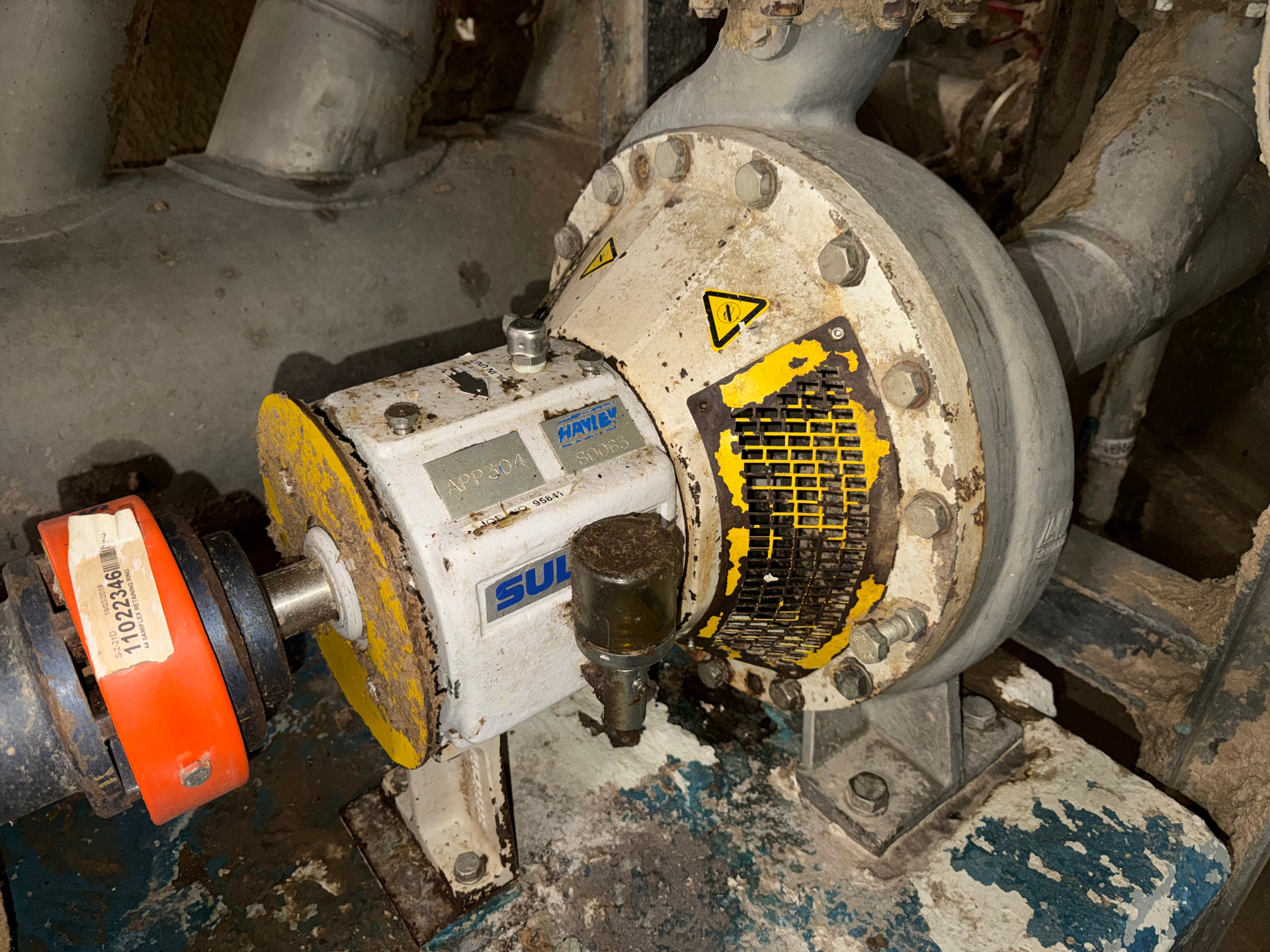 Sulzer process pump on site, prepared for full pump repair and overhaul by Acumen engineers
