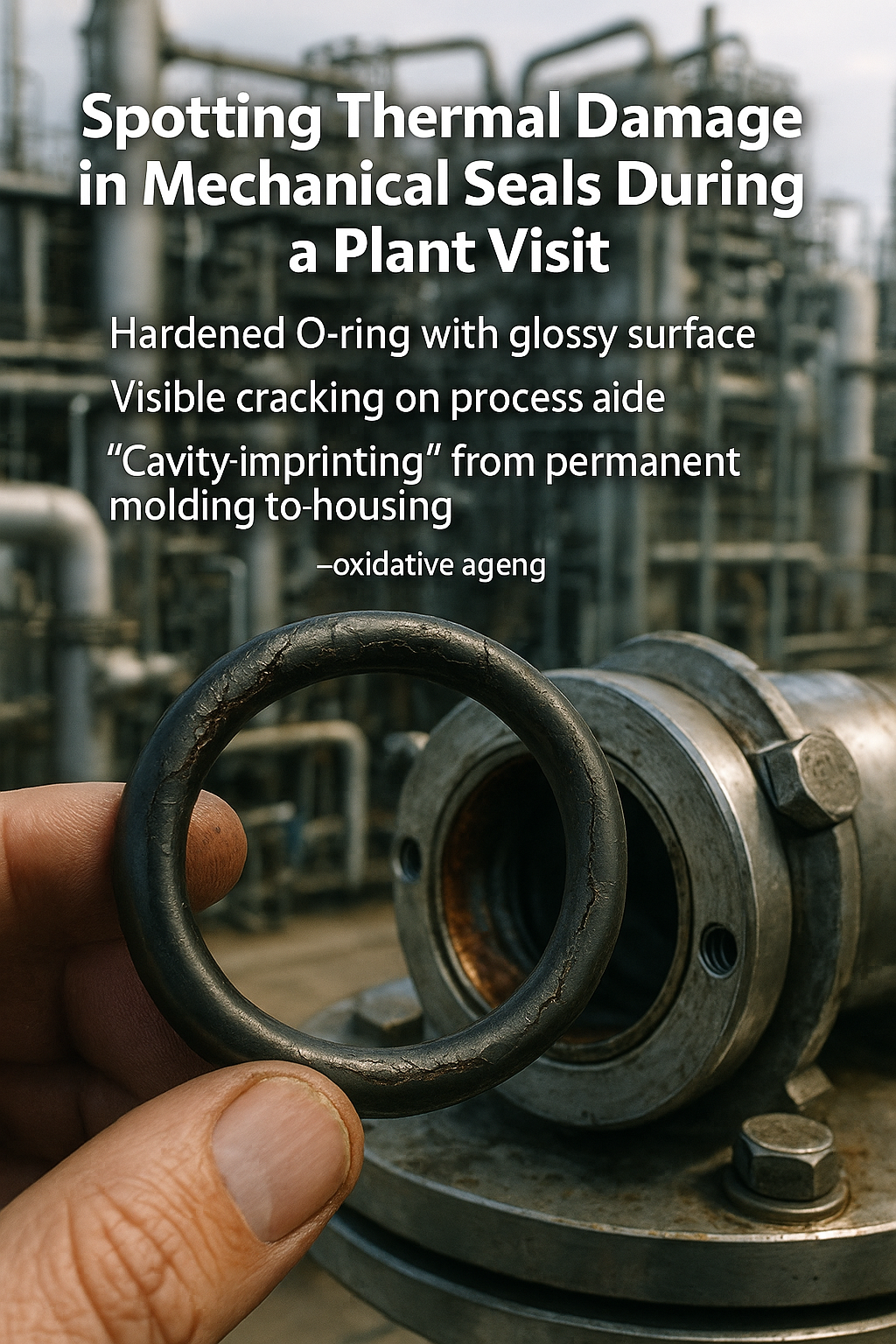 Engineers examining mechanical seals - Spotting Thermal Damage in Mechanical Seals During a Plant Visit